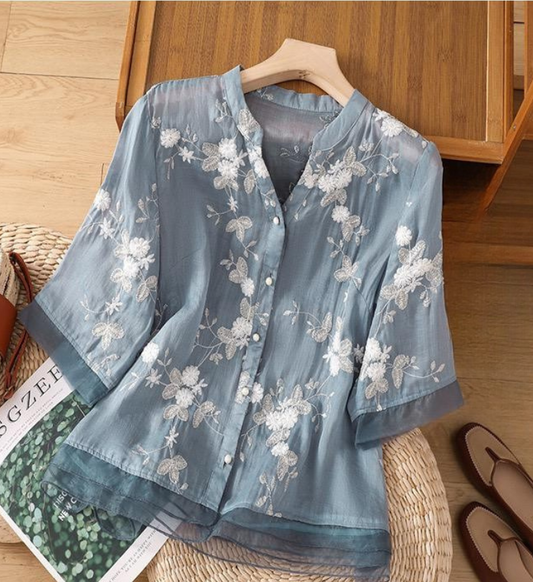 Pure Cotton Embroidered Shirt